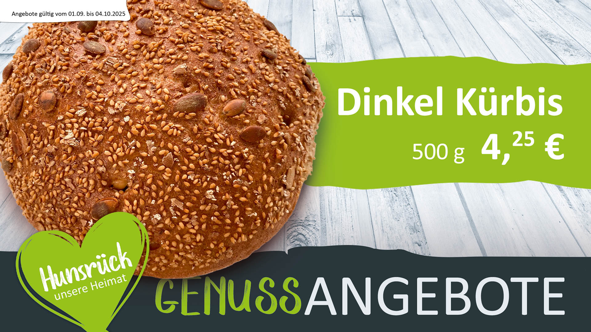Genussangebot, Jungs 125er Brot, 750g für 4,40€, gilt vom 04.08 bis zum 30.08.2025
